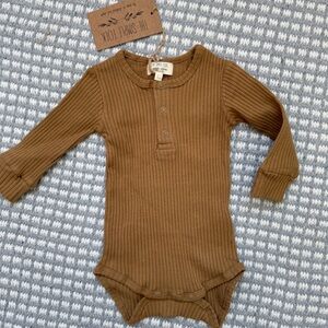 The Simple Folk Brown Ribbed baby Bodysuit NWT